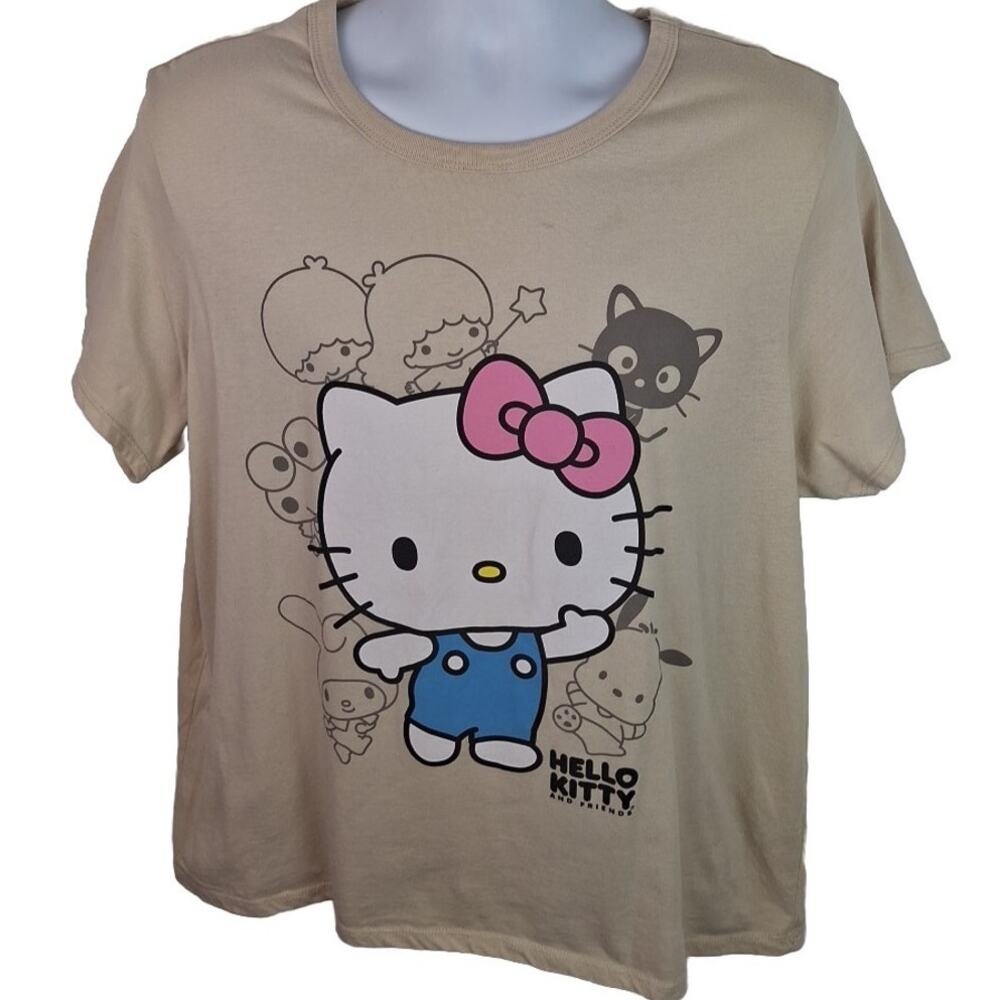 Official Hello Kitty and Friends Cartoon Beige Ladies Tshirt Size XXL